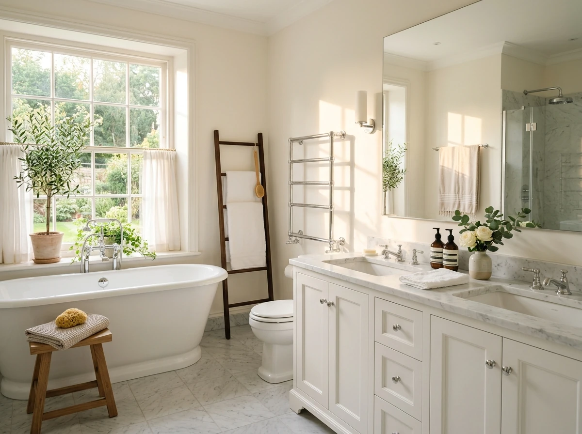 Clean home bathroom fixture showcasing spotless toilet maintenance