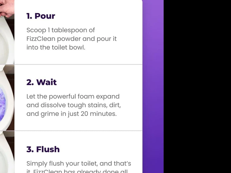 Active purple foam expanded inside porcelain toilet bowl
